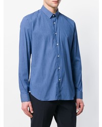 Мужская синяя рубашка с длинным рукавом с геометрическим рисунком от Xacus