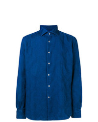 Мужская синяя рубашка с длинным рукавом с "огурцами" от Glanshirt