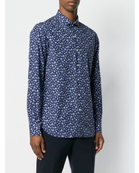 Мужская синяя рубашка с длинным рукавом с принтом от Orian