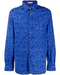 Мужская синяя рубашка с длинным рукавом с принтом от Engineered Garments