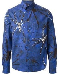 Мужская синяя рубашка с длинным рукавом с принтом от McQ by Alexander McQueen