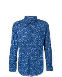 Мужская синяя рубашка с длинным рукавом с цветочным принтом от Engineered Garments