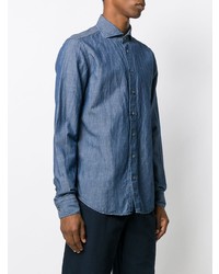 Мужская синяя рубашка с длинным рукавом от Dell'oglio