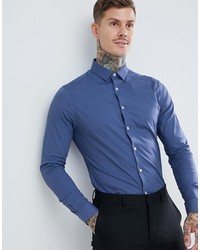 Мужская синяя рубашка с длинным рукавом от ASOS DESIGN