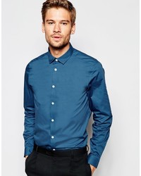 Мужская синяя рубашка с длинным рукавом от Asos