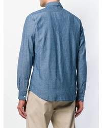 Мужская синяя рубашка с длинным рукавом от Aspesi