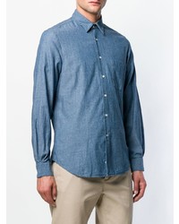Мужская синяя рубашка с длинным рукавом от Aspesi