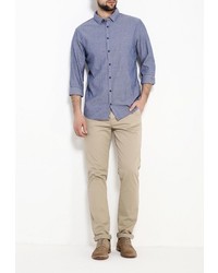 Мужская синяя рубашка с длинным рукавом от BLEND