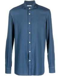 Мужская синяя рубашка с длинным рукавом от Boglioli