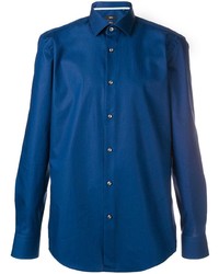 Мужская синяя рубашка с длинным рукавом от BOSS HUGO BOSS
