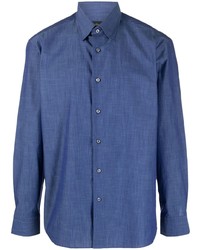 Мужская синяя рубашка с длинным рукавом от Brioni