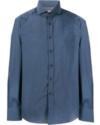 Мужская синяя рубашка с длинным рукавом от Brunello Cucinelli