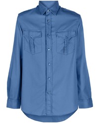 Мужская синяя рубашка с длинным рукавом от Brunello Cucinelli