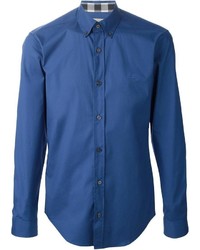 Мужская синяя рубашка с длинным рукавом от Burberry