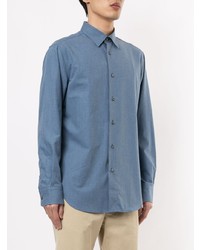 Мужская синяя рубашка с длинным рукавом от Brioni