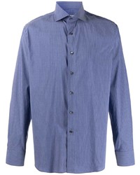 Мужская синяя рубашка с длинным рукавом от Canali