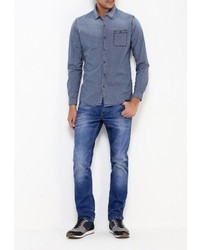 Мужская синяя рубашка с длинным рукавом от Chromosome