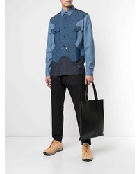 Мужская синяя рубашка с длинным рукавом от Fumito Ganryu