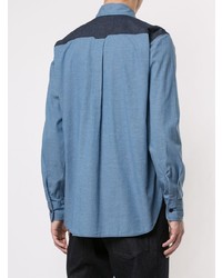 Мужская синяя рубашка с длинным рукавом от Fumito Ganryu