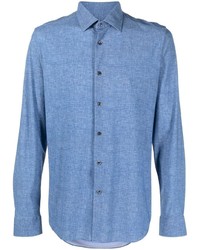 Мужская синяя рубашка с длинным рукавом от Corneliani