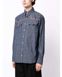 Мужская синяя рубашка с длинным рукавом от Kolor