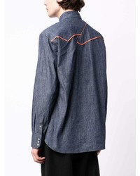 Мужская синяя рубашка с длинным рукавом от Kolor