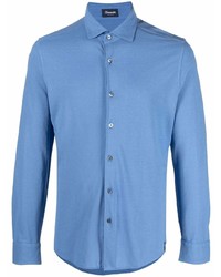 Мужская синяя рубашка с длинным рукавом от Drumohr