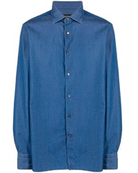 Мужская синяя рубашка с длинным рукавом от Ermenegildo Zegna