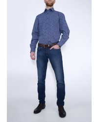 Мужская синяя рубашка с длинным рукавом от Eterna