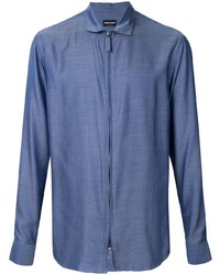 Мужская синяя рубашка с длинным рукавом от Giorgio Armani