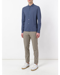 Мужская синяя рубашка с длинным рукавом от Zanone