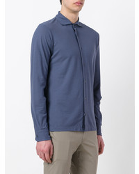 Мужская синяя рубашка с длинным рукавом от Zanone