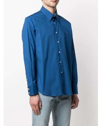 Мужская синяя рубашка с длинным рукавом от Billionaire