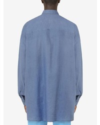 Мужская синяя рубашка с длинным рукавом от Dolce & Gabbana