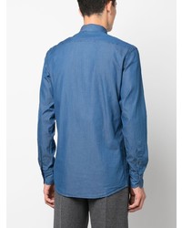 Мужская синяя рубашка с длинным рукавом от Z Zegna