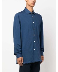 Мужская синяя рубашка с длинным рукавом от Kiton