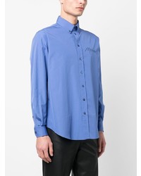 Мужская синяя рубашка с длинным рукавом от Moschino