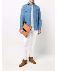 Мужская синяя рубашка с длинным рукавом от Tom Ford