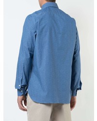 Мужская синяя рубашка с длинным рукавом от Isaia