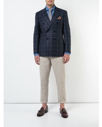 Мужская синяя рубашка с длинным рукавом от Isaia