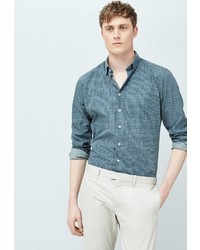 Мужская синяя рубашка с длинным рукавом от Mango Man