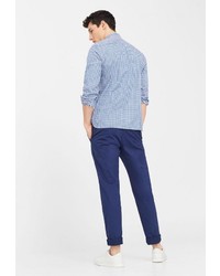 Мужская синяя рубашка с длинным рукавом от Mango Man