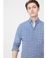 Мужская синяя рубашка с длинным рукавом от Mango Man