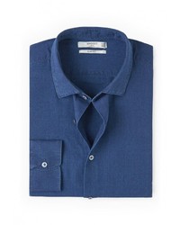 Мужская синяя рубашка с длинным рукавом от Mango Man