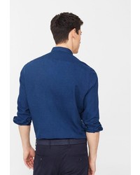 Мужская синяя рубашка с длинным рукавом от Mango Man