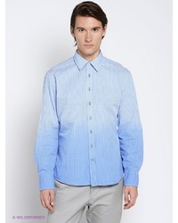 Мужская синяя рубашка с длинным рукавом от MILANO ITALY