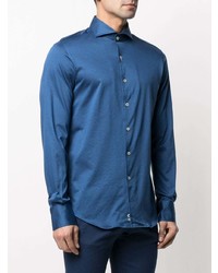 Мужская синяя рубашка с длинным рукавом от Canali