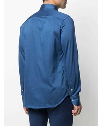 Мужская синяя рубашка с длинным рукавом от Canali