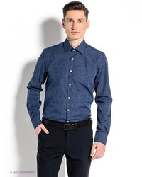 Мужская синяя рубашка с длинным рукавом от MONDIGO