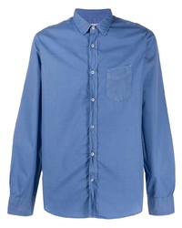 Мужская синяя рубашка с длинным рукавом от Officine Generale